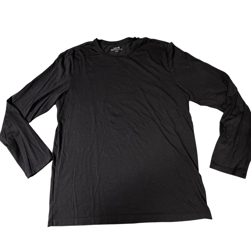 Vince Men's Long Sleeve T-Shirt Black Medium 100% Pima Cotton Crew Neck Tee